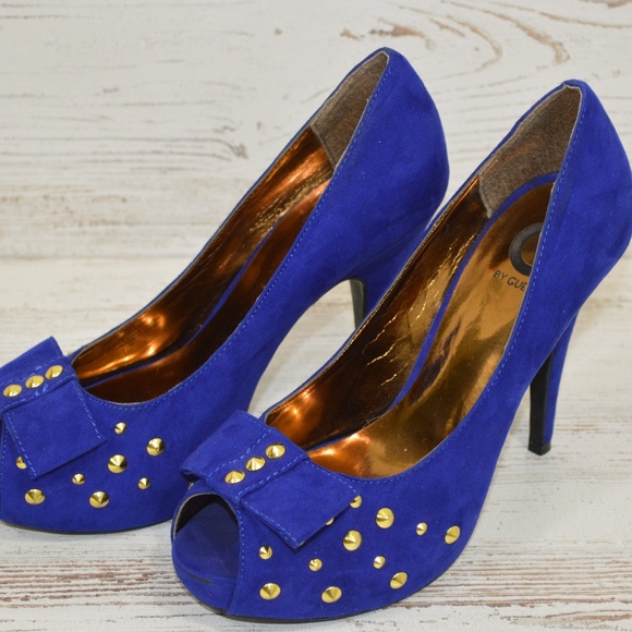 Guess Shoes - Guess Purple Platform Peeptoe 5" Heels Size 9.5